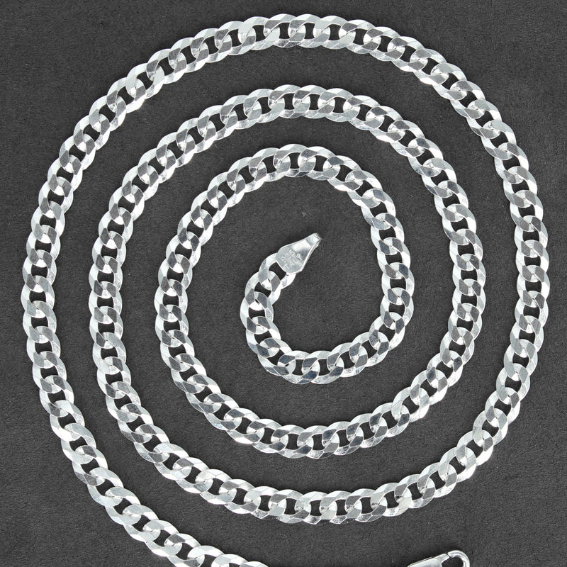 Silver Chain - Mens White Chain / Curb Chain / 5 MM
