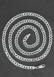Silver Chain - Mens White Chain / Curb Chain / 5 MM