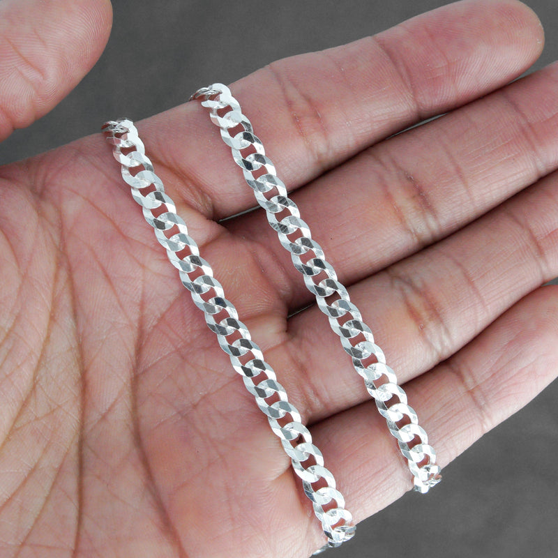 Silver Chain - Mens White Chain / Curb Chain / 5 MM