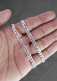Silver Chain - Mens White Chain / Curb Chain / 5 MM
