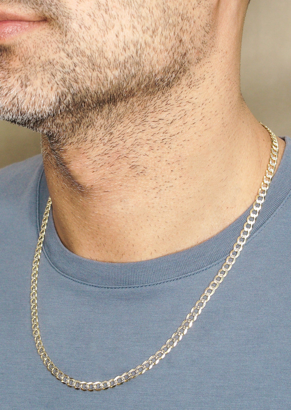 Silver Chain - Mens Gold Chain / Curb Cuban Diamond Cut Chain / 5 MM