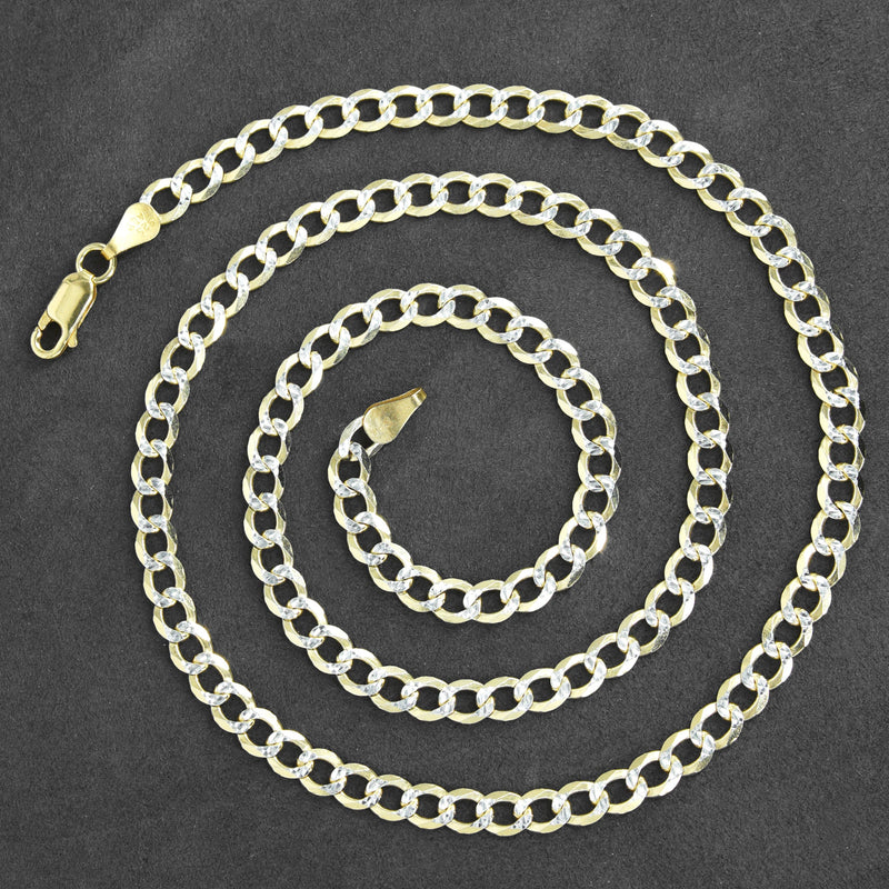Silver Chain - Mens Gold Chain / Curb Cuban Diamond Cut Chain / 5 MM