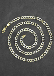 Silver Chain - Mens Gold Chain / Curb Cuban Diamond Cut Chain / 5 MM