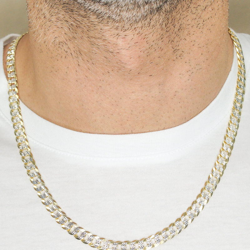 Silver Chain - Mens Gold Chain / Curb Cuban Diamond Cut Chain / 7 MM