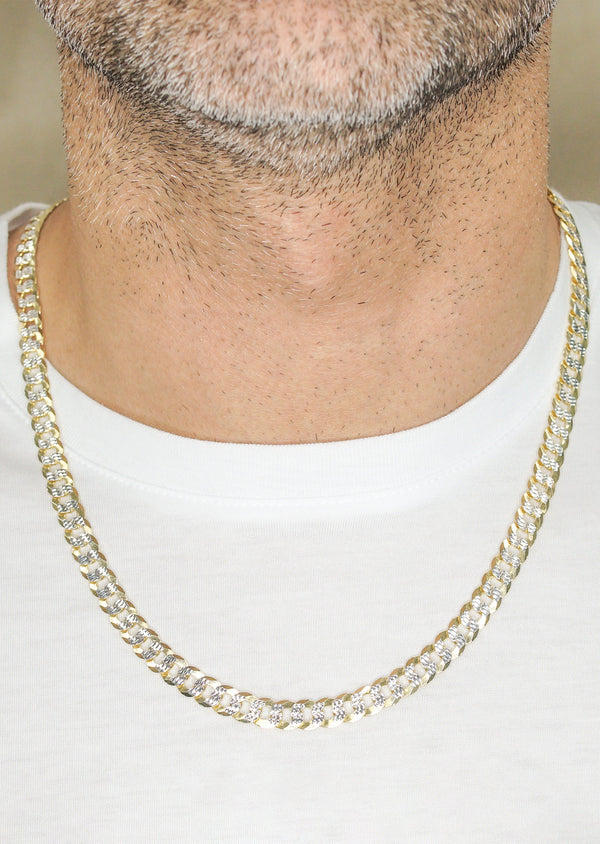 Silver Chain - Mens Gold Chain / Curb Cuban Diamond Cut Chain / 7 MM