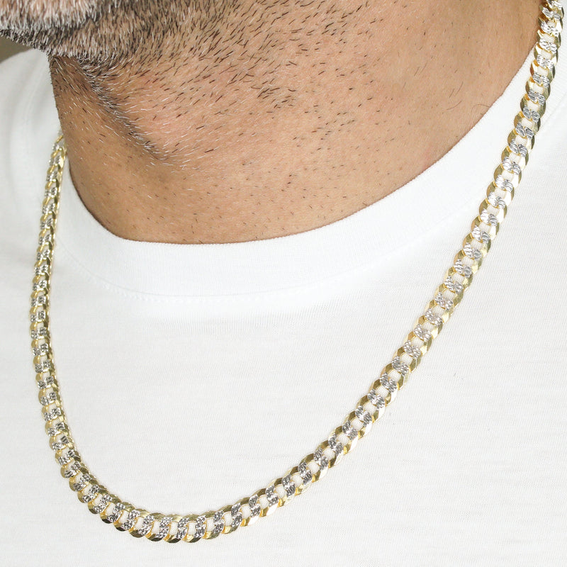 Silver Chain - Mens Gold Chain / Curb Cuban Diamond Cut Chain / 7 MM