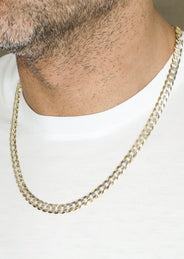 Silver Chain - Mens Gold Chain / Curb Cuban Diamond Cut Chain / 7 MM