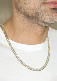 Silver Chain - Mens Gold Chain / Curb Cuban Diamond Cut Chain / 7 MM