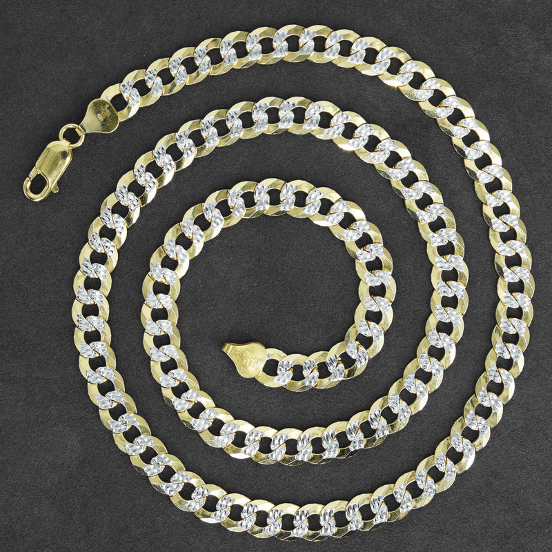 Silver Chain - Mens Gold Chain / Curb Cuban Diamond Cut Chain / 7 MM