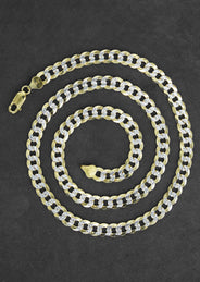Silver Chain - Mens Gold Chain / Curb Cuban Diamond Cut Chain / 7 MM