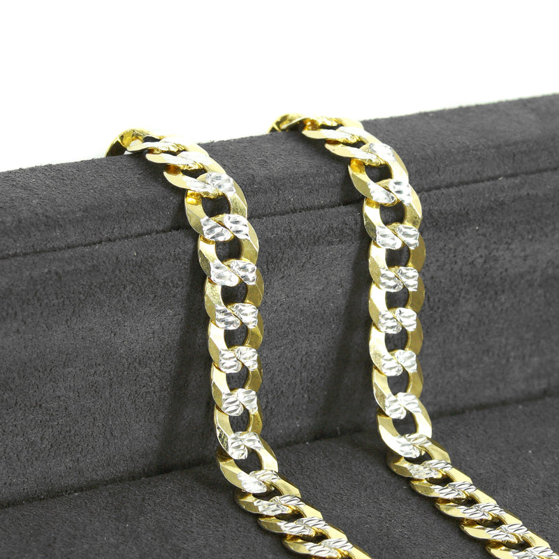 Silver Chain - Mens Gold Chain / Curb Cuban Diamond Cut Chain / 7 MM