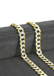 Silver Chain - Mens Gold Chain / Curb Cuban Diamond Cut Chain / 7 MM