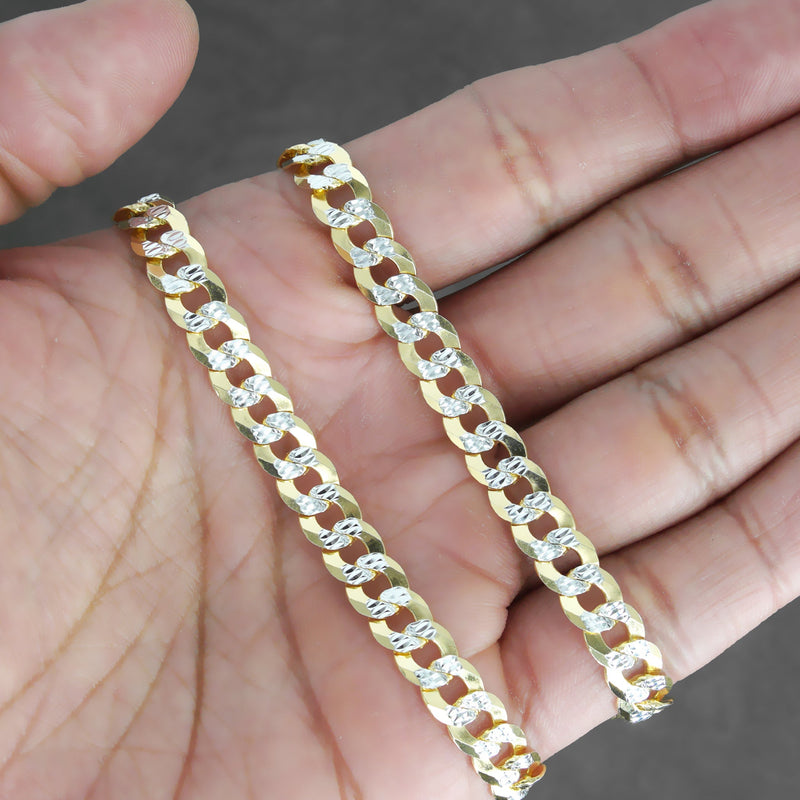 Silver Chain - Mens Gold Chain / Curb Cuban Diamond Cut Chain / 7 MM