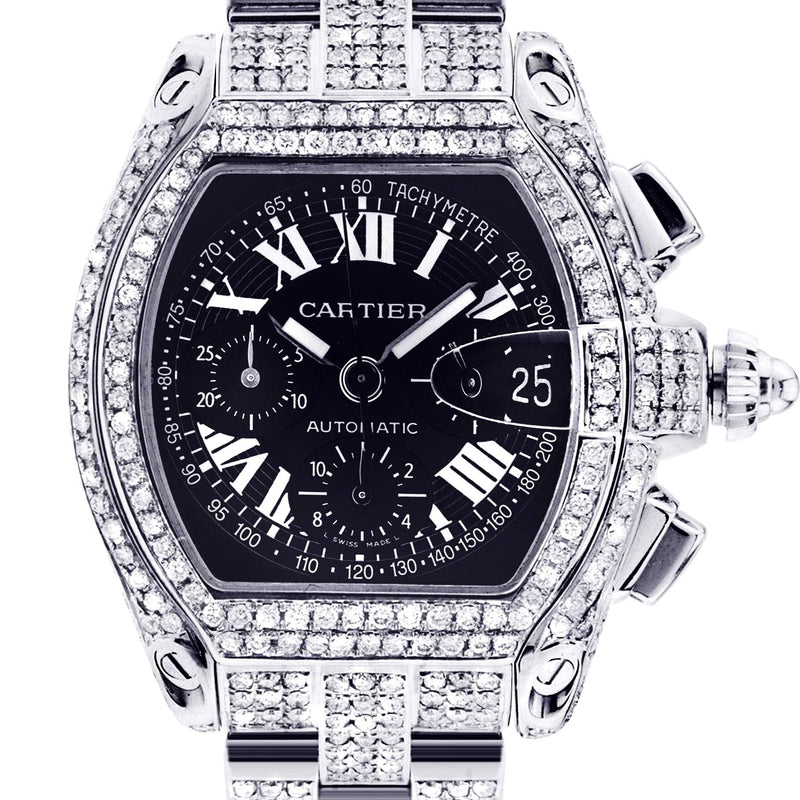 Diamond Cartier Roadster | Stainless Steel | 48 Mm