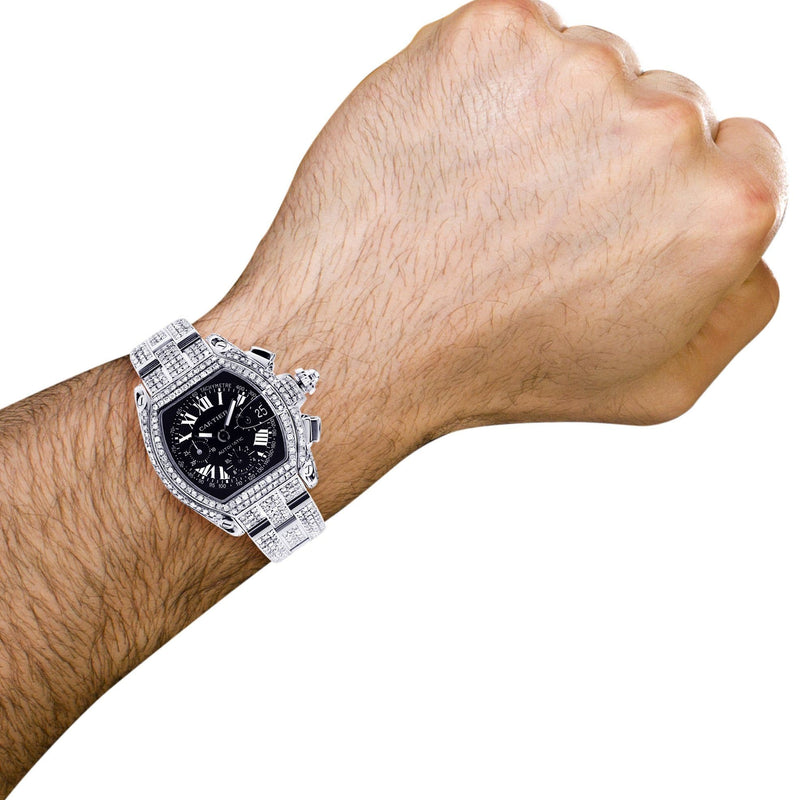 Diamond Cartier Roadster | Stainless Steel | 48 Mm