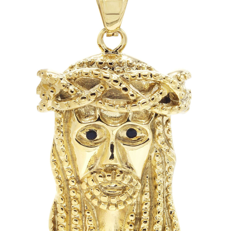 Mens Gold Plated Jesus Head Pendant | 24.8 Grams