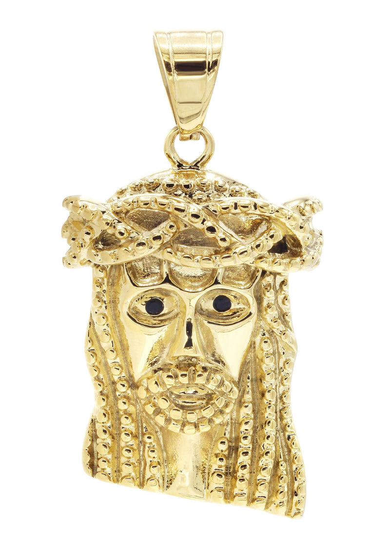 Mens Gold Plated Jesus Head Pendant | 24.8 Grams