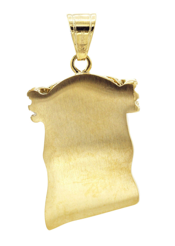 Mens Gold Plated Jesus Head Pendant | 24.8 Grams
