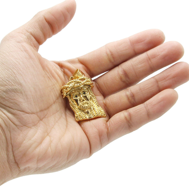 Mens Gold Plated Jesus Head Pendant | 24.8 Grams