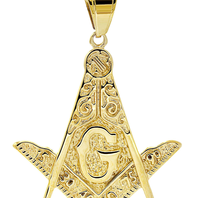 Mens Gold Plated Franco Chain & Freemason Pendant | Appx. 17.5 Grams