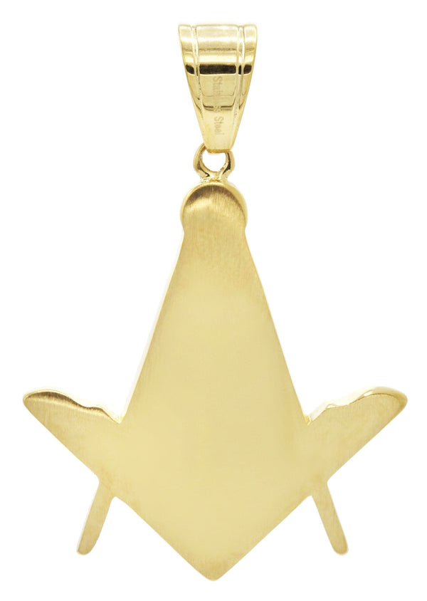 Mens Gold Plated Mason Pendant | 9.5 Grams
