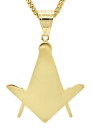 Mens Gold Plated Franco Chain & Freemason Pendant | Appx. 17.5 Grams