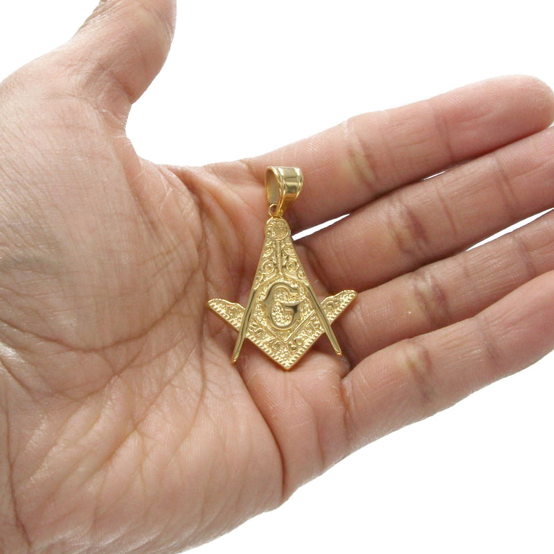 Mens Gold Plated Mason Pendant | 9.5 Grams