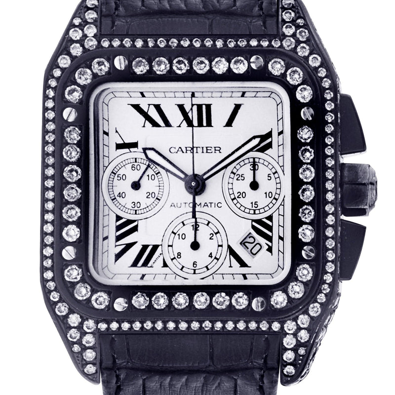 Diamond Cartier Santos 100 | Stainless Steel | 40 Mm