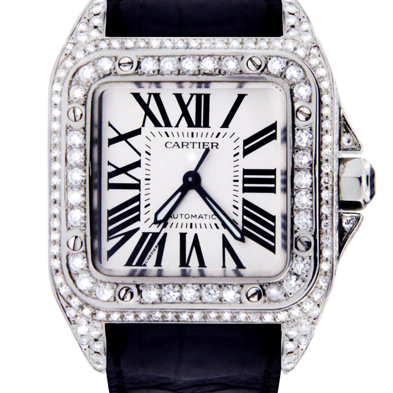 Diamond Cartier Santos 100 | Stainless Steel