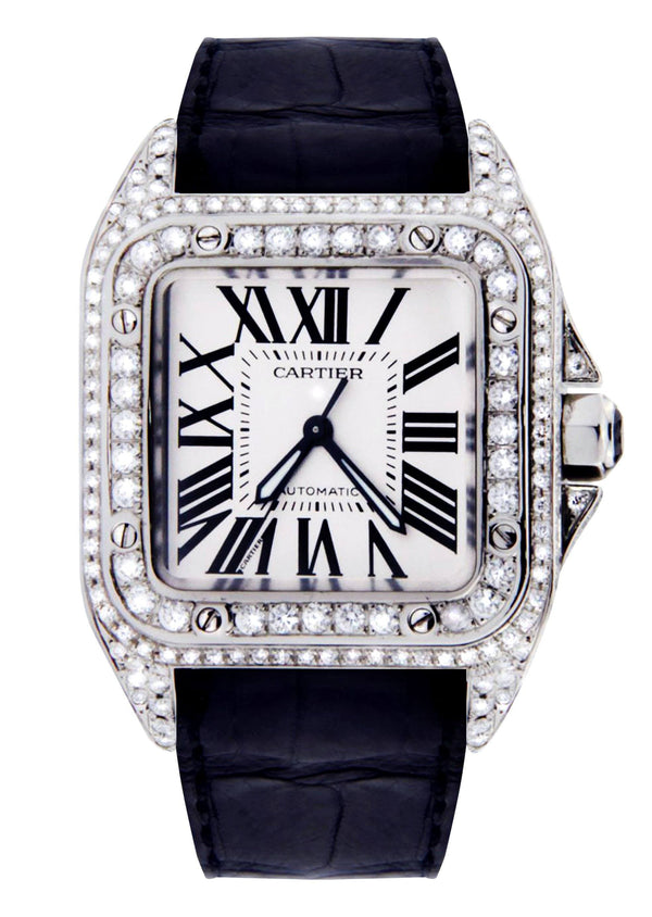 Diamond Cartier Santos 100 | Stainless Steel