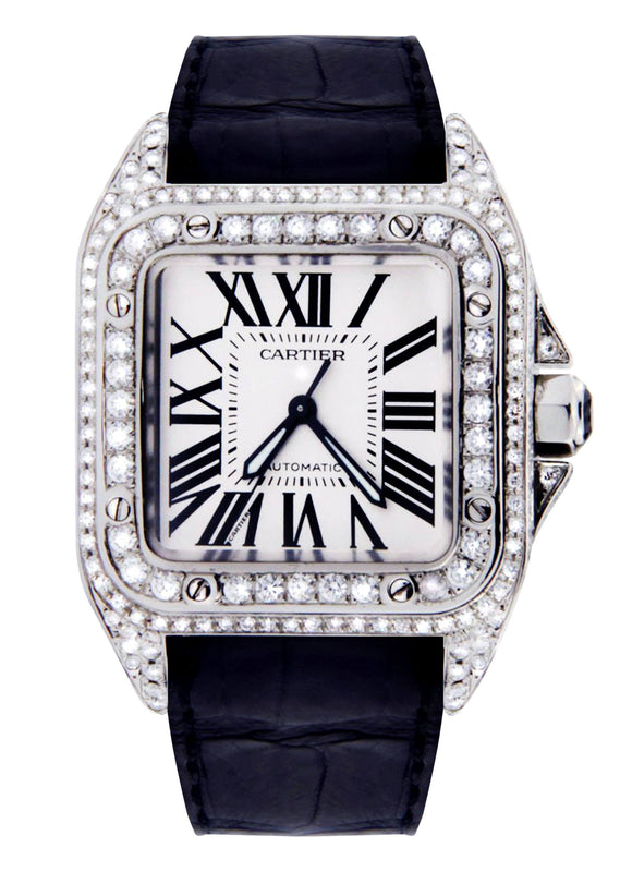 Diamond Cartier Santos 100 | Stainless Steel