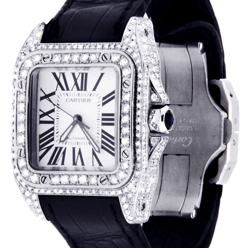 Diamond Cartier Santos 100 | Stainless Steel