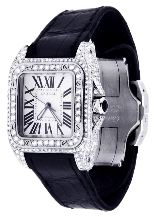 Diamond Cartier Santos 100 | Stainless Steel