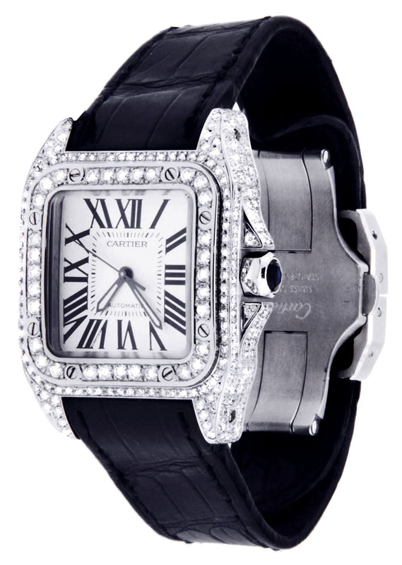 Diamond Cartier Santos 100 | Stainless Steel