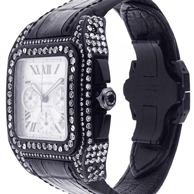 Diamond Cartier Santos 100 | Stainless Steel | 40 Mm
