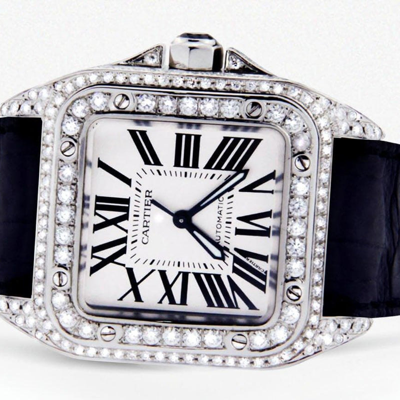 Diamond Cartier Santos 100 | Stainless Steel