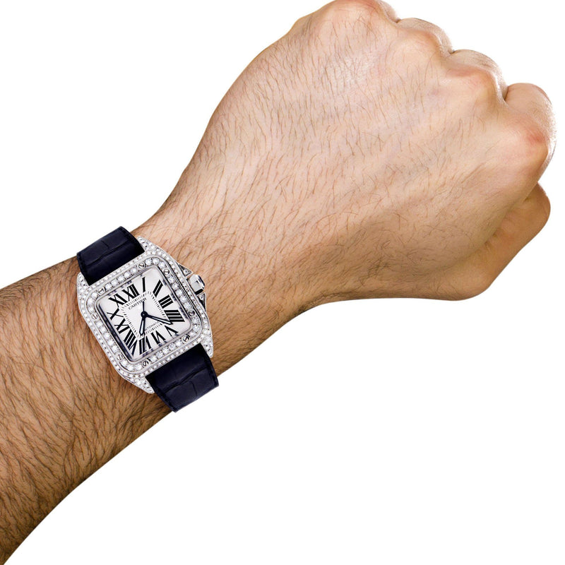 Diamond Cartier Santos 100 | Stainless Steel