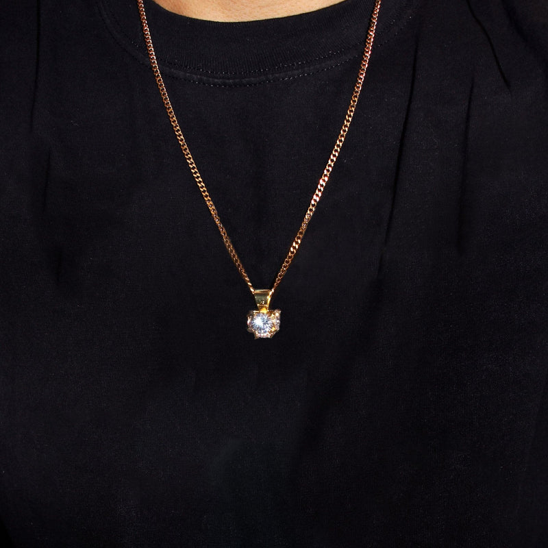 Mens Gold Plated Rope Chain & Cubic Zirconia Pendant | Appx. 19 Grams