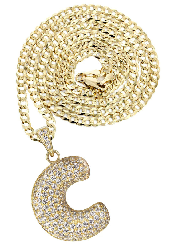 10K Yellow Gold Bubble Letter 