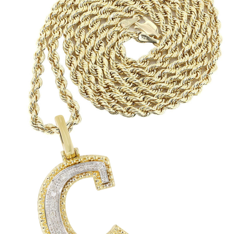 Diamond 10K Yellow Gold Letter "C" Necklace | Appx. 13 Grams