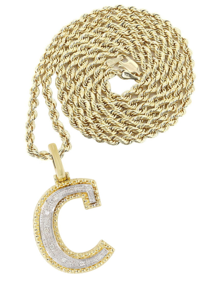 Diamond 10K Yellow Gold Letter "C" Necklace | Appx. 13 Grams