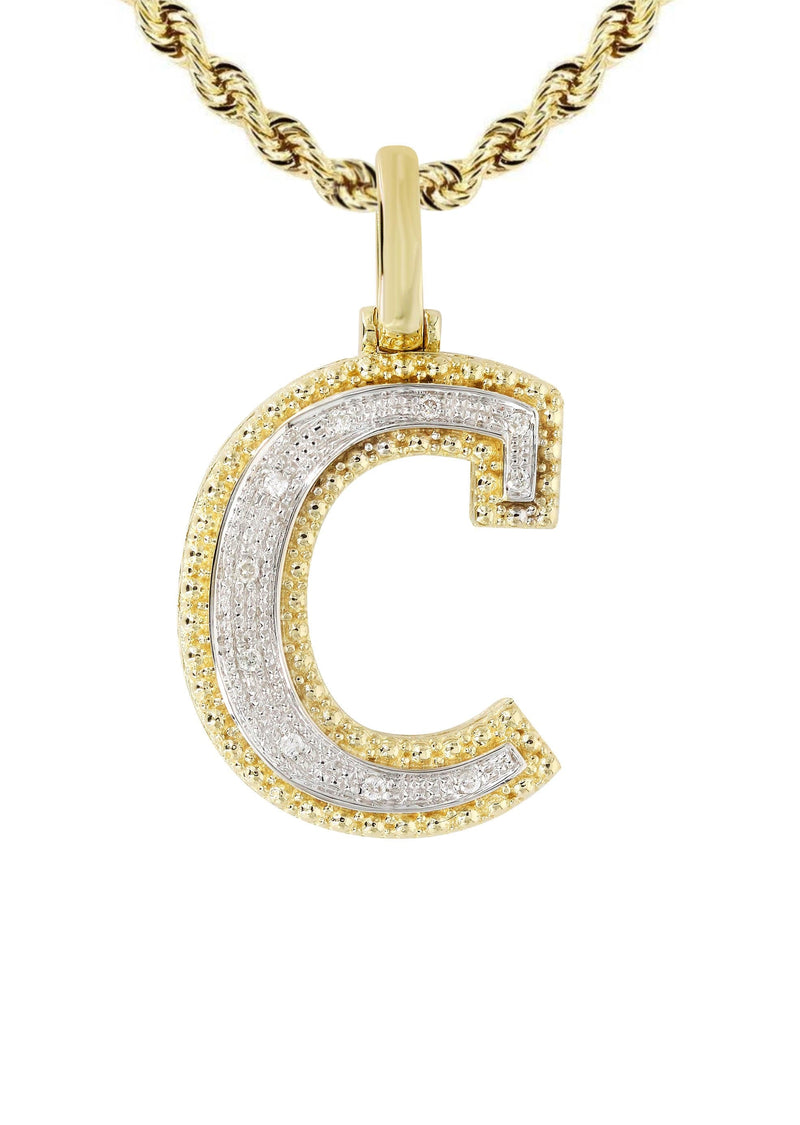Diamond 10K Yellow Gold Letter "C" Necklace | Appx. 13 Grams