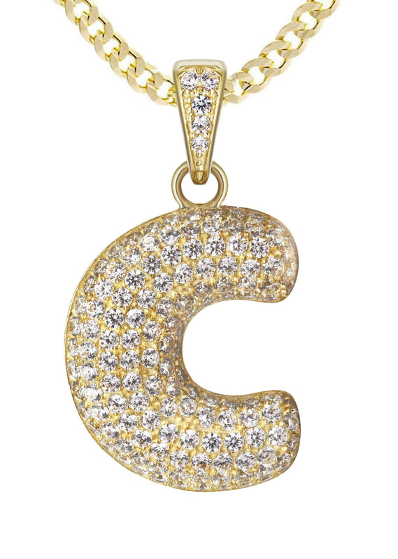 10K Yellow Gold Bubble Letter 