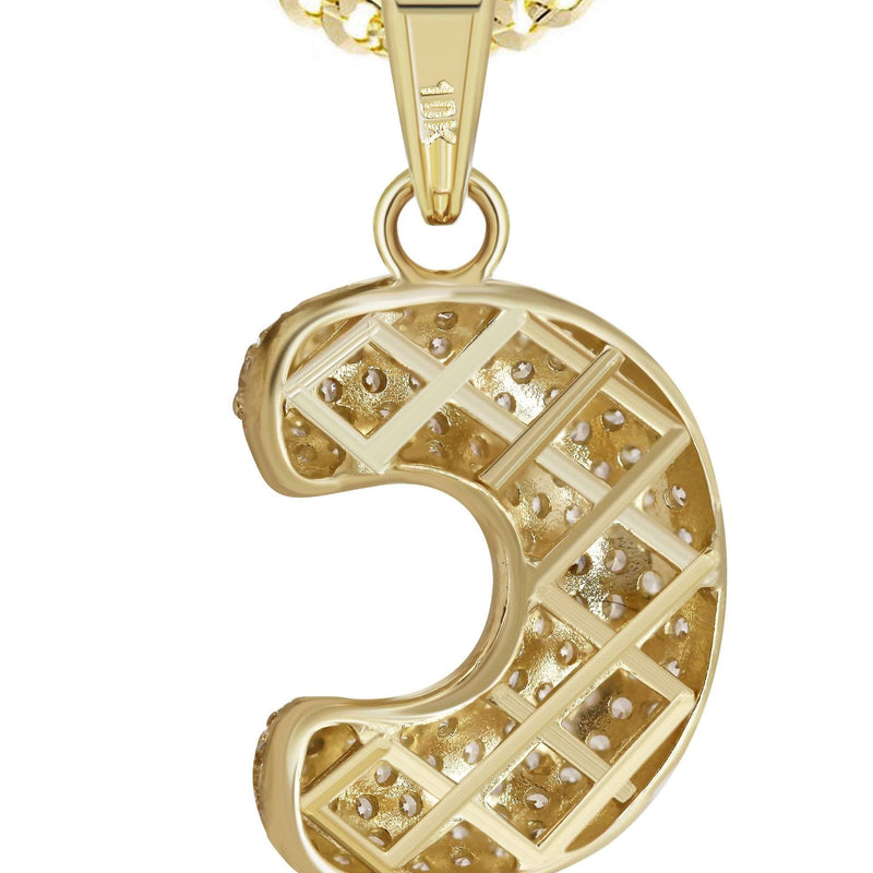 10K Yellow Gold Bubble Letter "C" CZ Necklace | Appx. 13.1 Grams