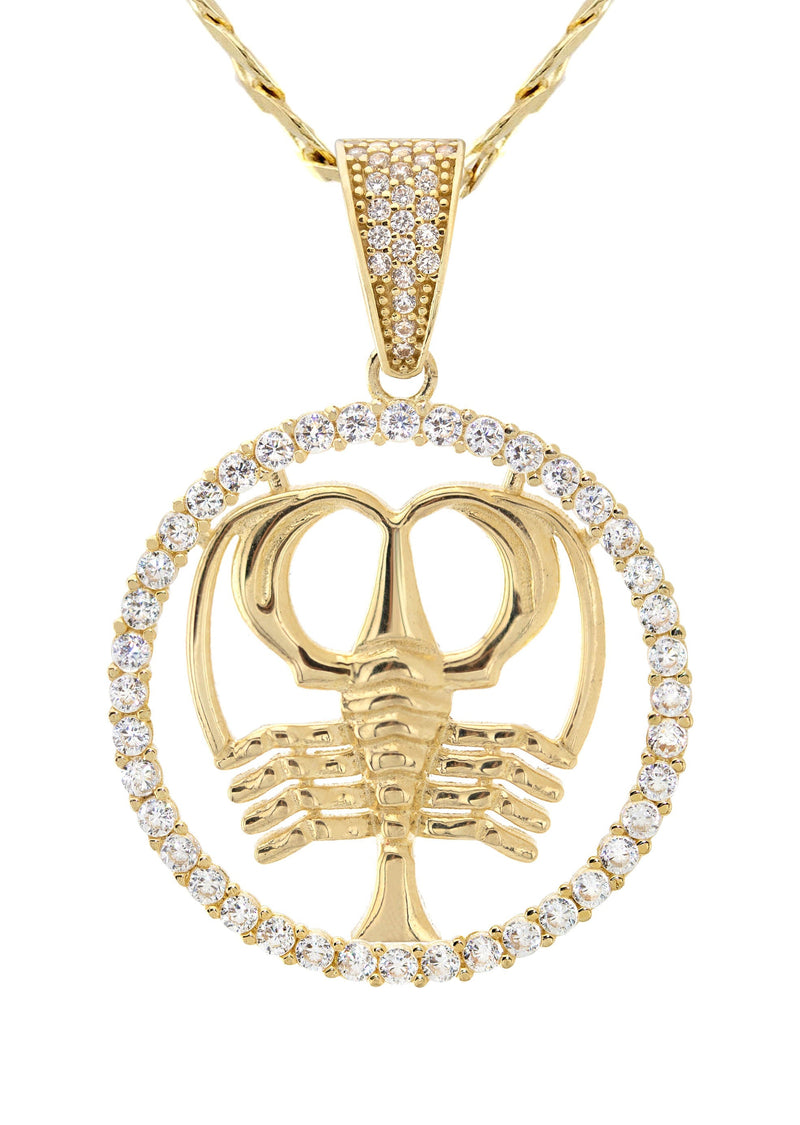 10K Yellow Gold Zodiac Cancer Necklace | Appx. 17.1 Grams