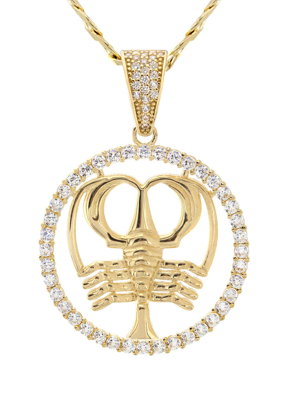 10K Yellow Gold Zodiac Cancer Necklace | Appx. 17.1 Grams