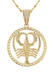 10K Yellow Gold Zodiac Cancer Necklace | Appx. 17.1 Grams