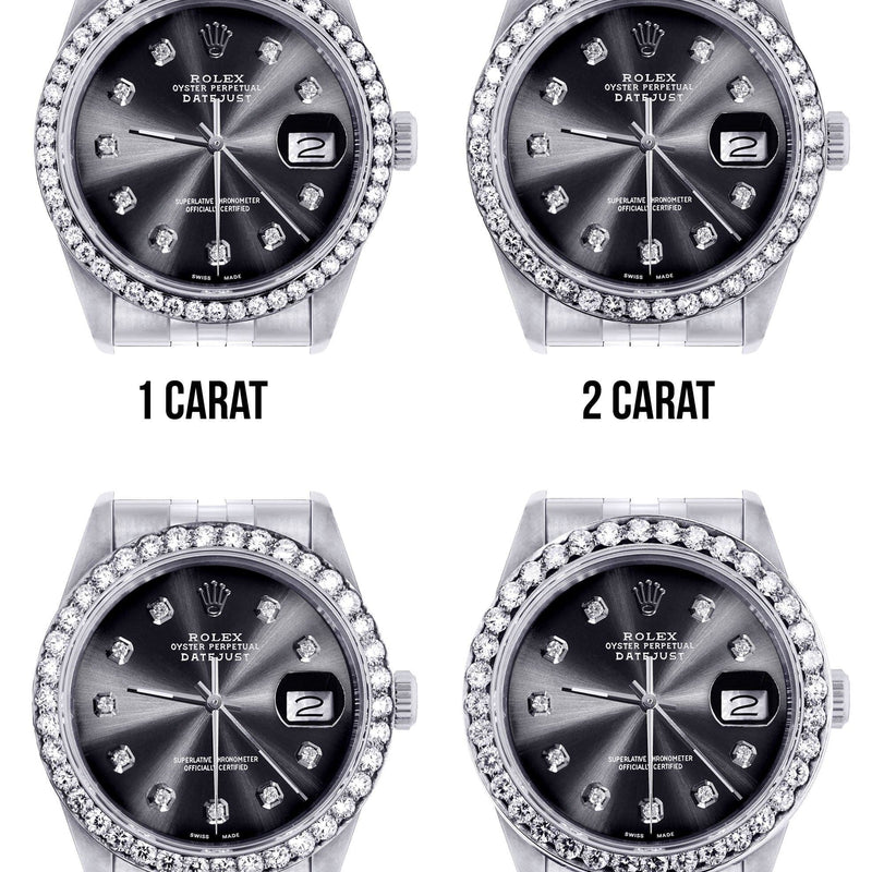 Diamond Rolex Datejust  Watch | 36Mm | Dark Grey Diamond Dial | Jubilee Band
