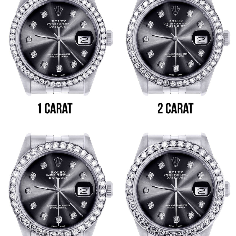 116200 | Hidden Clasp | Diamond Rolex Datejust Watch | 36Mm | Graphite Diamond Dial | Jubilee Band