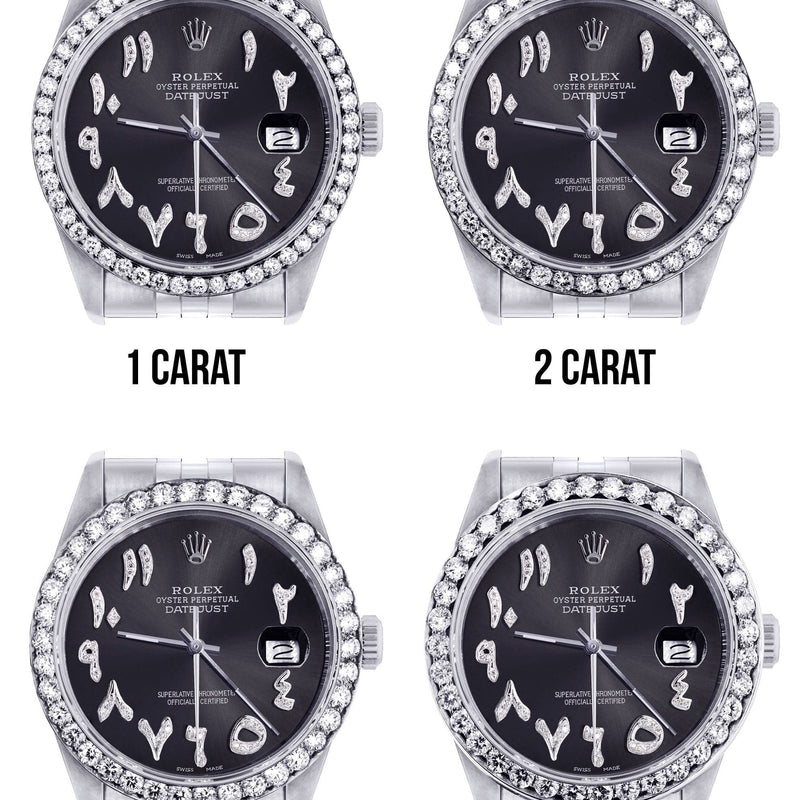 116200 | Hidden Clasp | Diamond Rolex Datejust Watch | 36 MM | Custom Arabic Diamond Dial | Jubilee Band | Diamond Bezel